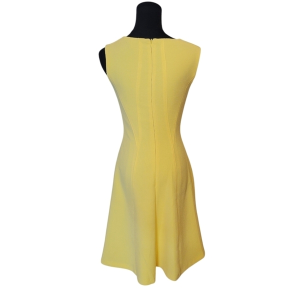 NWT Lauren by Ralph Lauren Yellow Fit and Flare Sleeveless Dress Size 0 - Picture 5 of 6